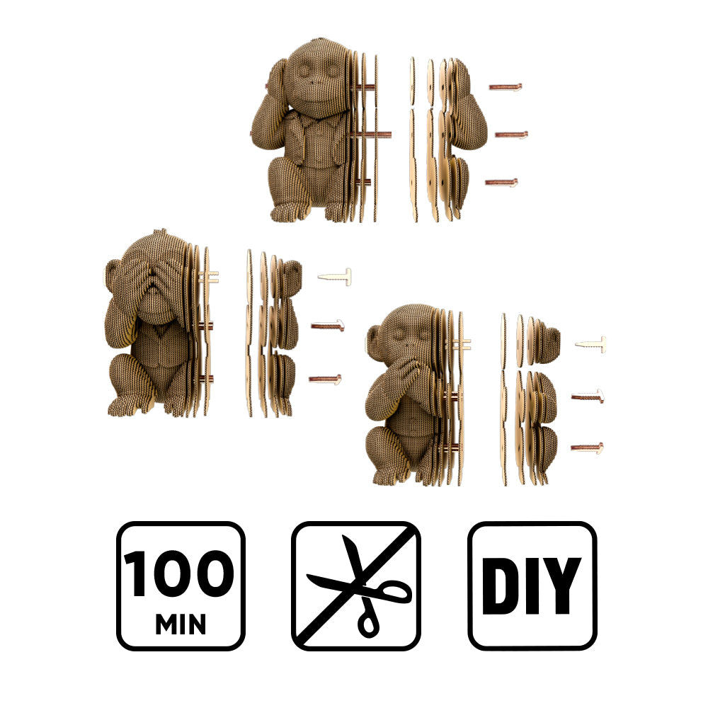 MONKEYS TRIO Cartonic 3D Puzzle